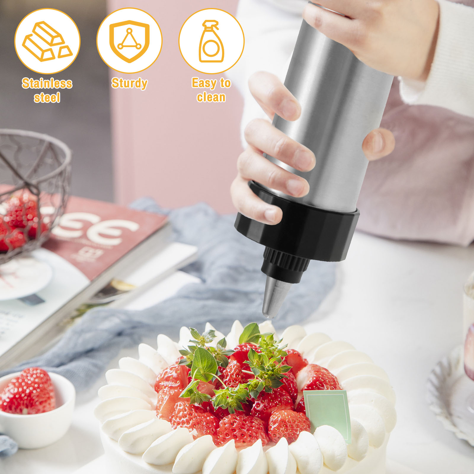 Cookie Press Gun Kit Stainless - Churros Maker Gun ulasan dan harga